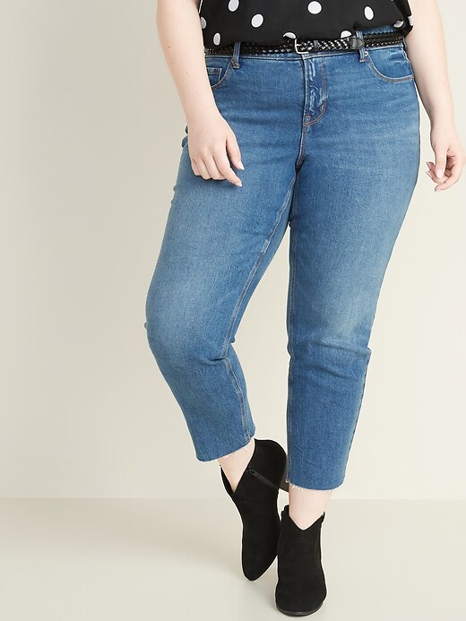 Image number 1 showing, High-Waisted Secret-Smooth Pockets + Waistband Power Slim Straight Plus-Size Jeans