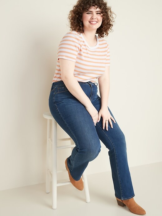 Image number 3 showing, High-Waisted Secret-Smooth Pockets Kicker Boot-Cut Plus-Size Jeans