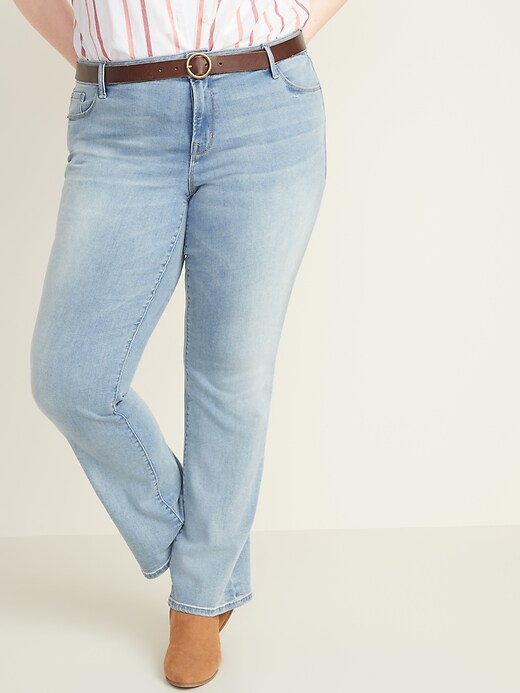 Image number 1 showing, Mid-Rise Plus-Size Kicker Boot-Cut Jeans