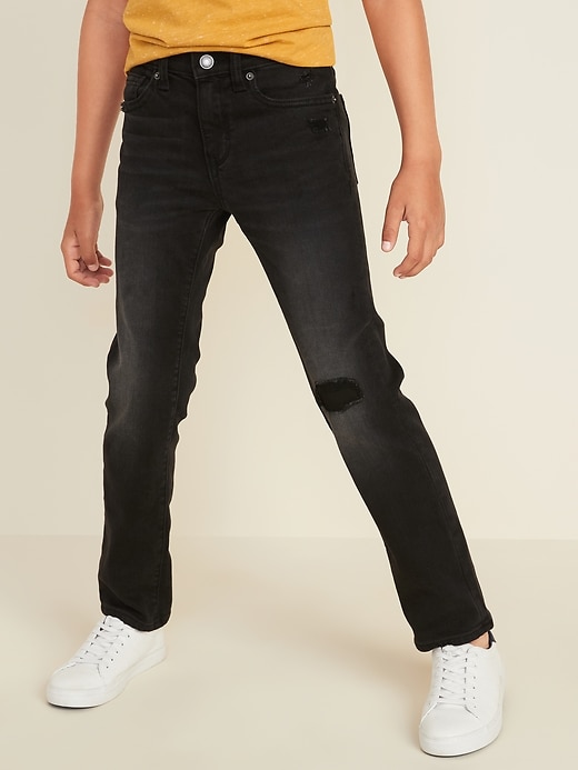 View large product image 1 of 3. Karate Distressed Built-In Tough Black Jeans for Boys