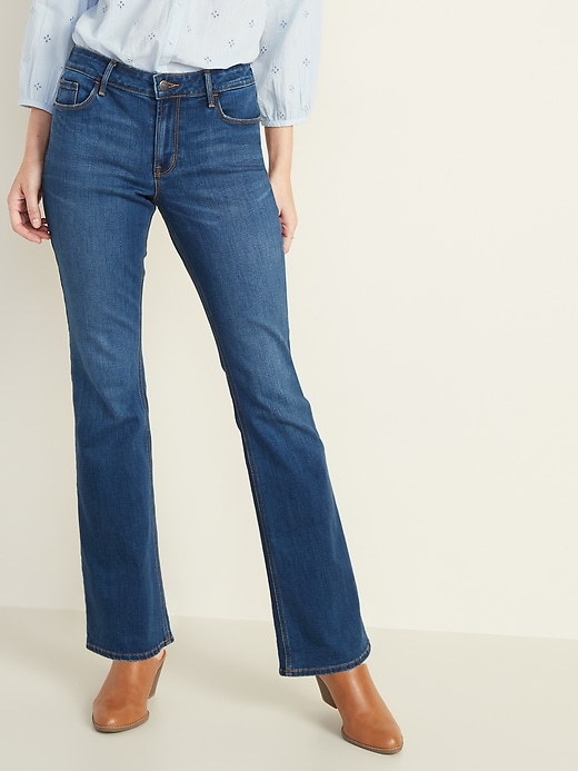 Image number 1 showing, Mid-Rise Micro-Flare Jeans for Women