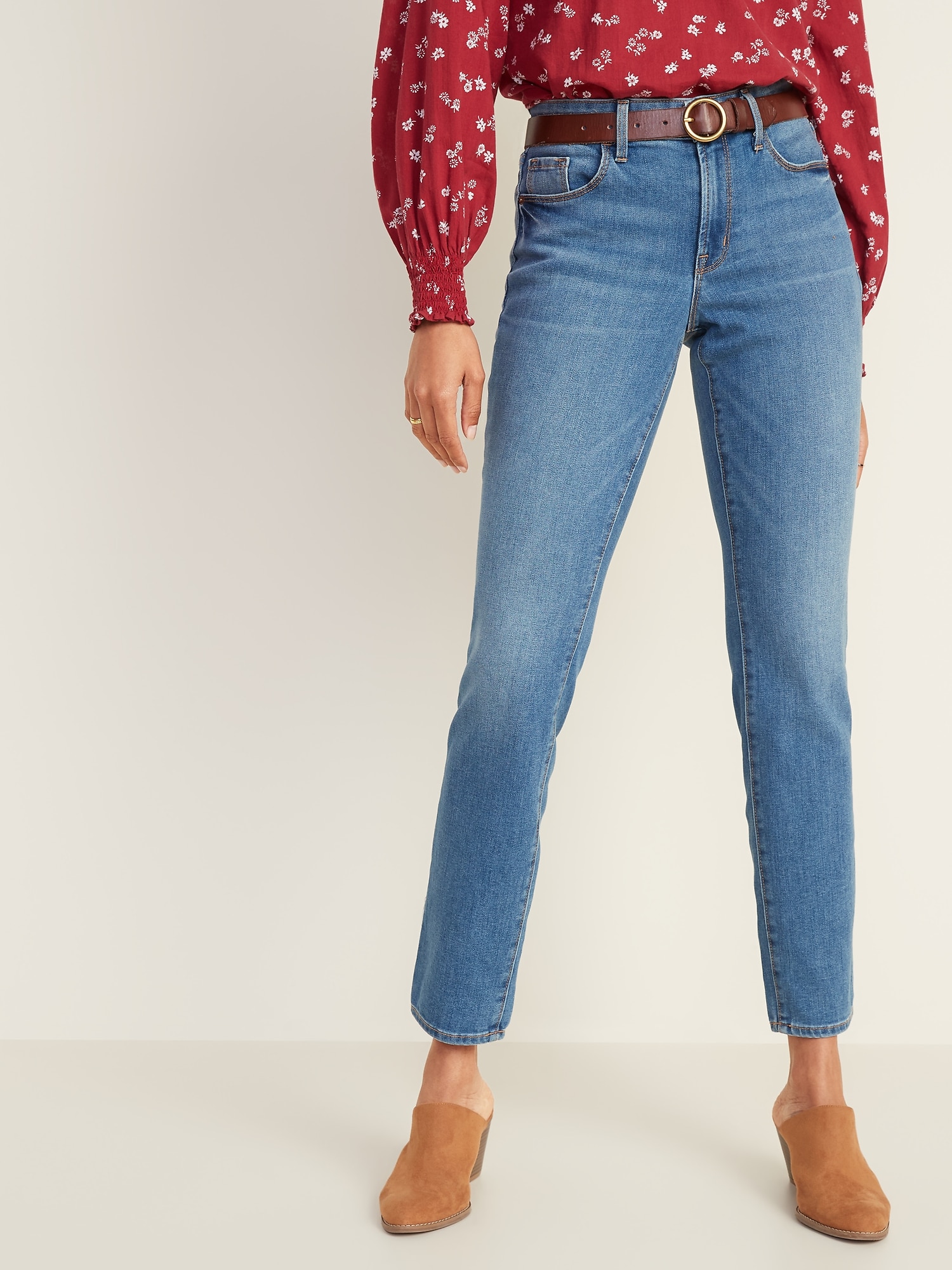 MidRise Power Slim Straight Jeans for Women Old Navy