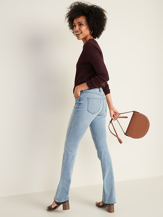 Image number 2 showing, Mid-Rise Light-Wash Kicker Boot-Cut Jeans for Women