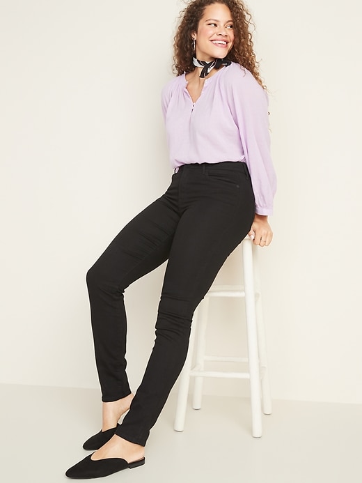 Image number 8 showing, Mid-Rise Pop Icon Skinny Black Jeans for Women