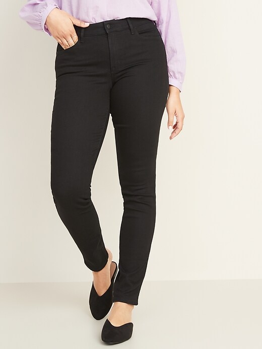 Image number 6 showing, Mid-Rise Pop Icon Skinny Black Jeans for Women