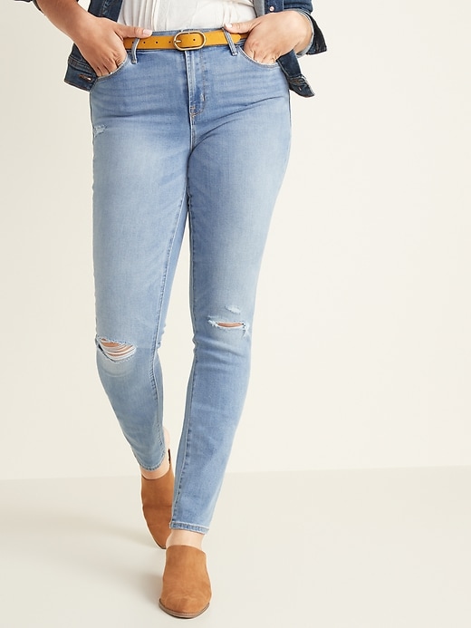 Image number 6 showing, Mid-Rise Pop Icon Skinny Distressed Jeans for Women