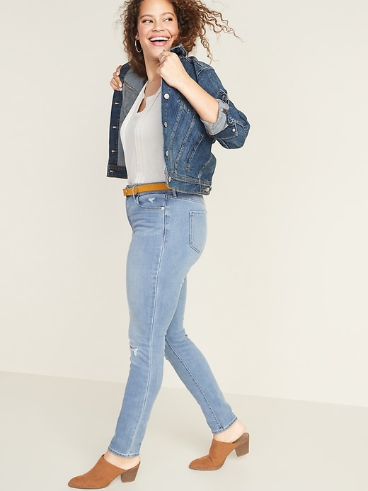 Image number 8 showing, Mid-Rise Pop Icon Skinny Distressed Jeans for Women