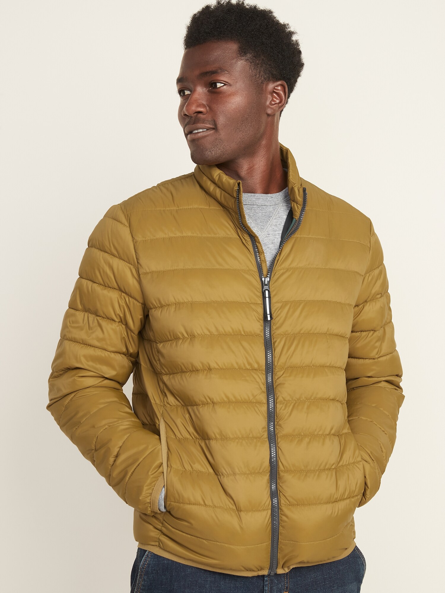 Navy quilted jacket on sale mens