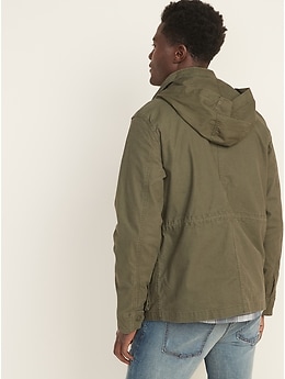 Built-In Flex Stowaway-Hood Military Jacket for Men | Old Navy