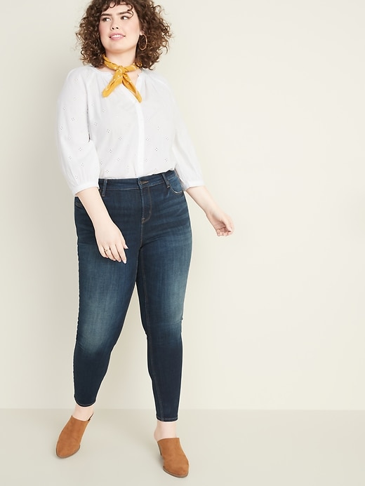 Image number 3 showing, High-Waisted Rockstar Plus-Size Super Skinny Jeans