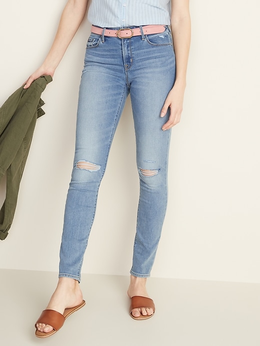 Image number 1 showing, Mid-Rise Pop Icon Skinny Distressed Jeans for Women