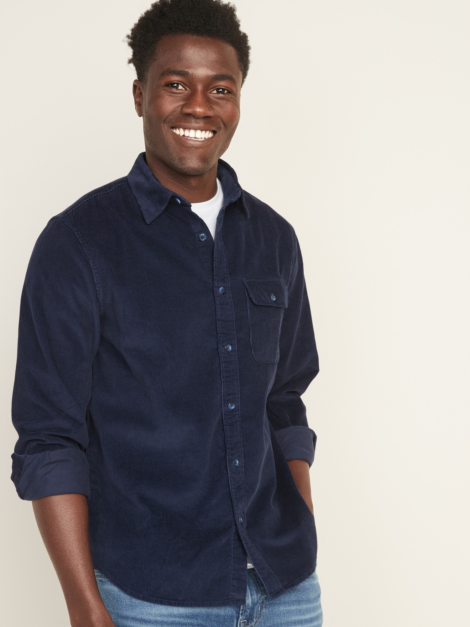 navy corduroy shirt mens