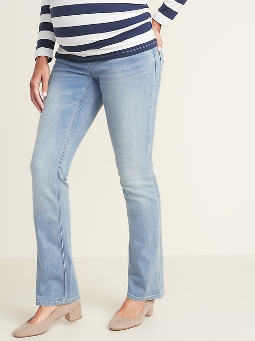 View large product image 1 of 3. Maternity Full-Panel Boot-Cut Jeans
