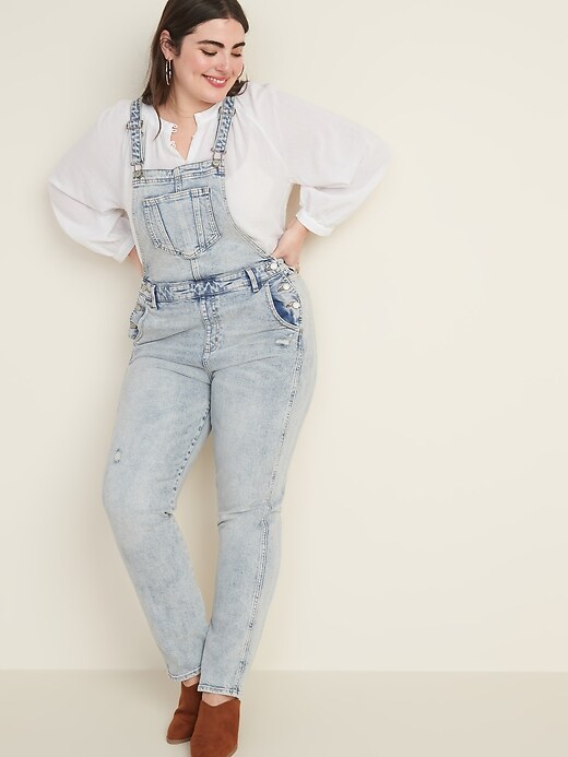 Image number 6 showing, Distressed Jean Overalls for Women