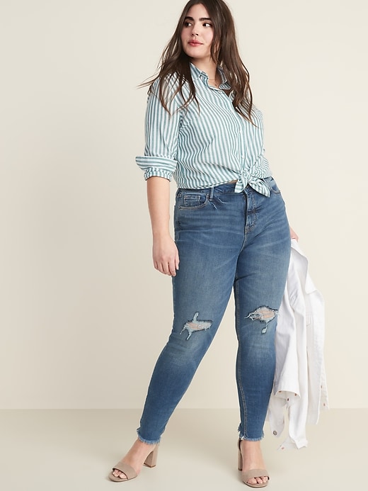 Image number 8 showing, High-Waisted Raw-Edge Rockstar Super Skinny Ankle Jeans For Women