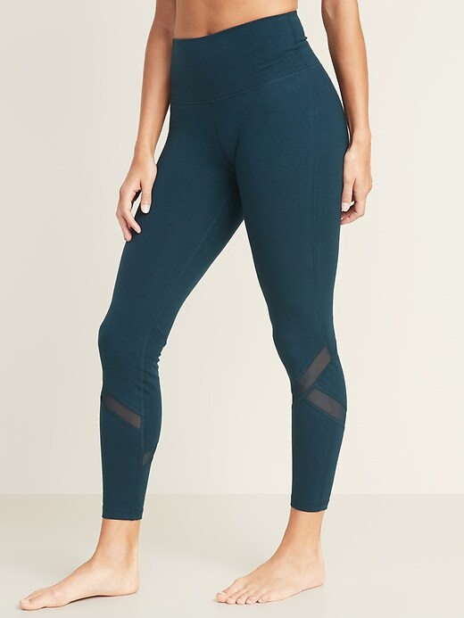 View large product image 1 of 3. High-Waisted Mesh-Panel Balance 7/8-Length Leggings For Women