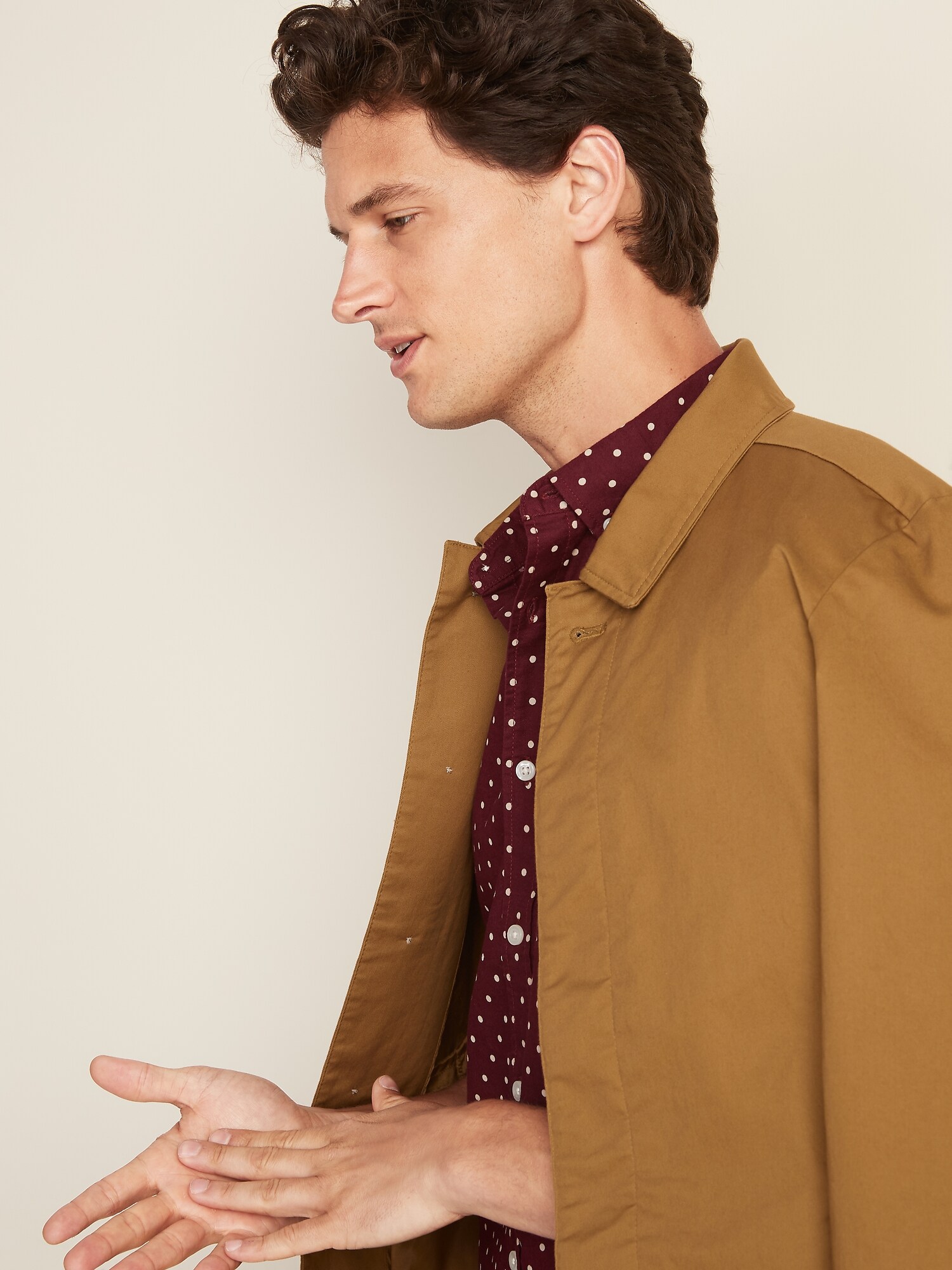 Slim-Fit Built-In Flex Banded-Collar Oxford Shirt for Men