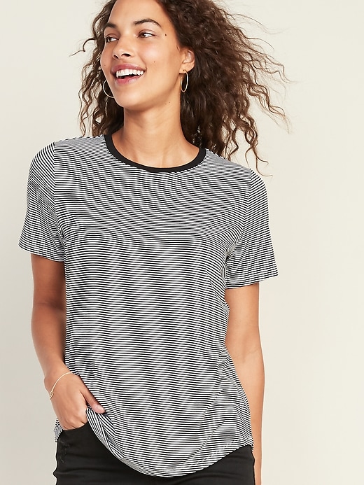 Luxe Striped Crew-Neck Tee for Women | Old Navy