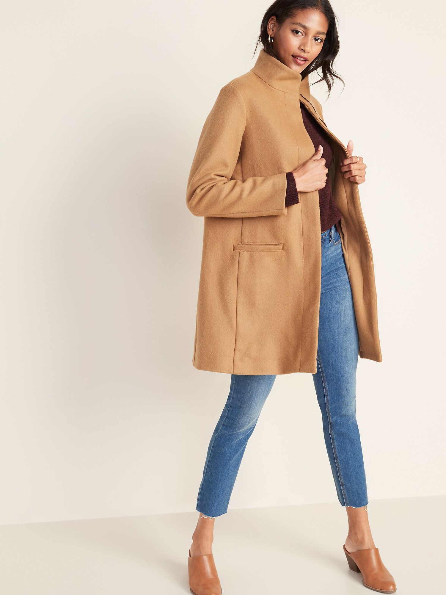 Boucle funnel neck coat hotsell old navy