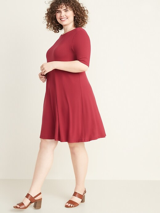 Elbow sleeve swing dress best sale