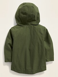 hooded canvas utility jacket for baby