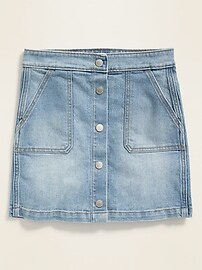 View large product image 3 of 3. High-Waisted Button-Front Jean Skirt for Girls