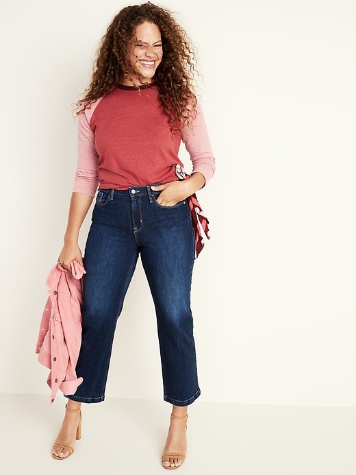 Image number 8 showing, High-Waisted Dark-Wash Wide-Leg Jeans For Women