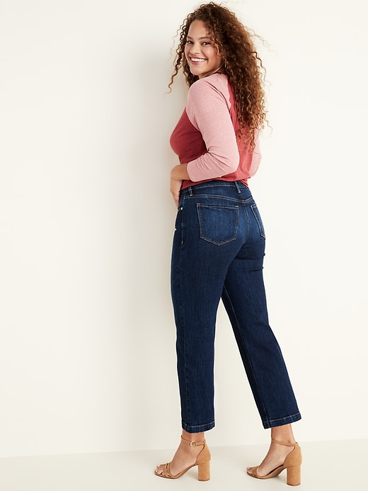 Image number 7 showing, High-Waisted Dark-Wash Wide-Leg Jeans For Women