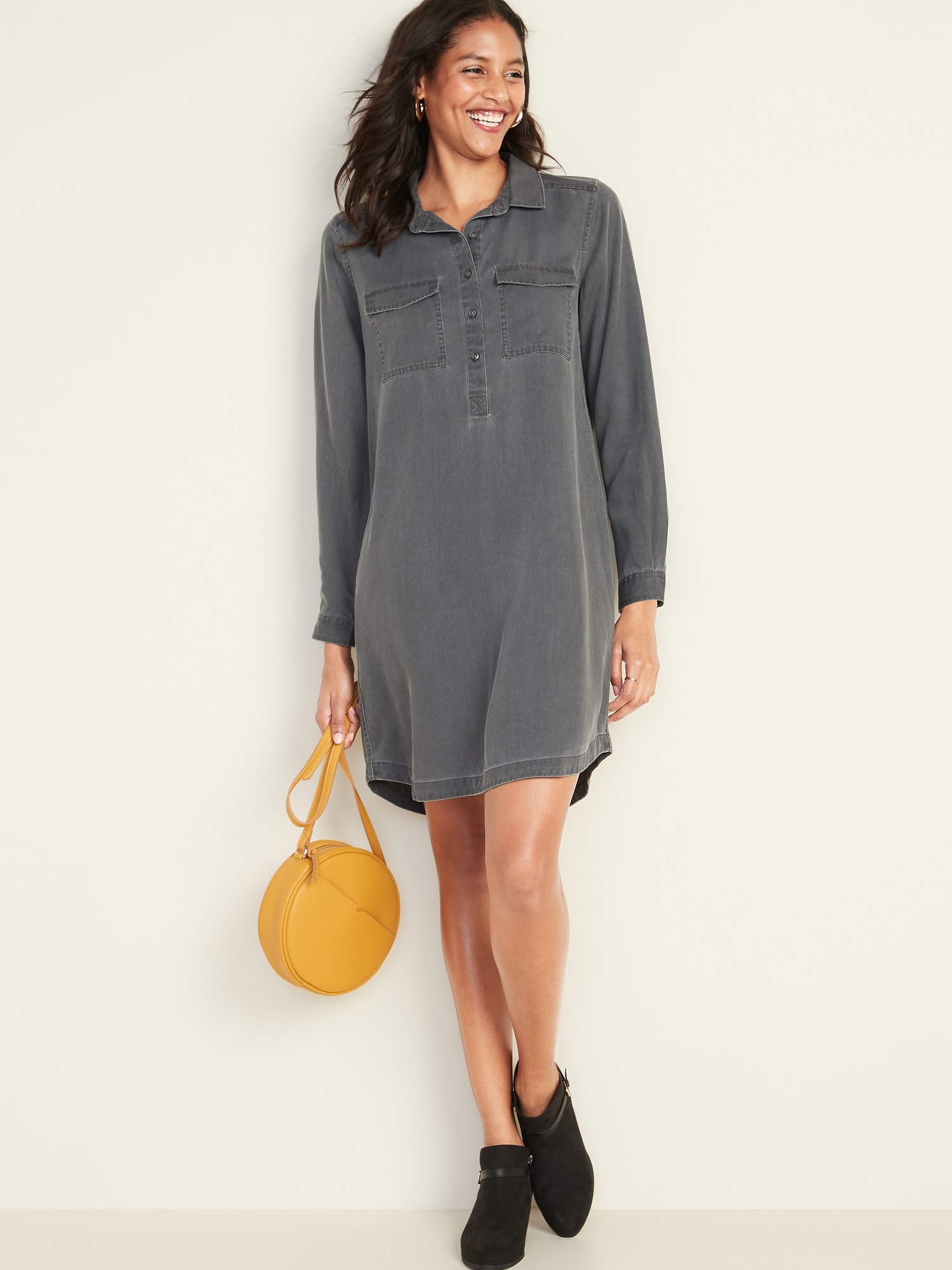 Faded Twill Shirt Dress for Women | Old Navy