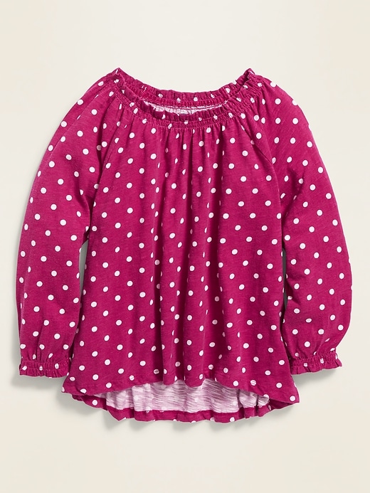 View large product image 1 of 1. Smocked-Neck Slub-Knit Top for Girls