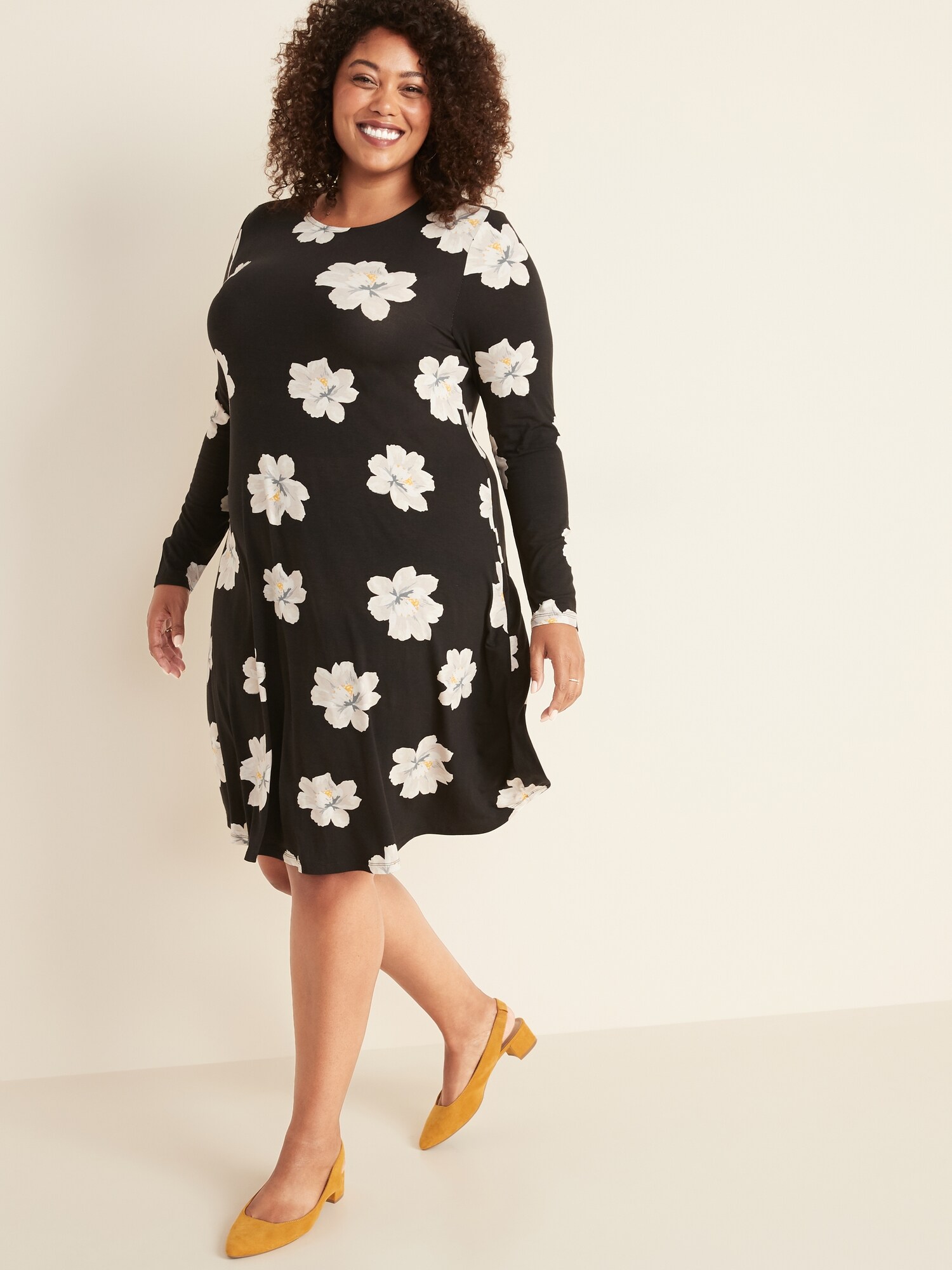 Plus size white swing hot sale dress