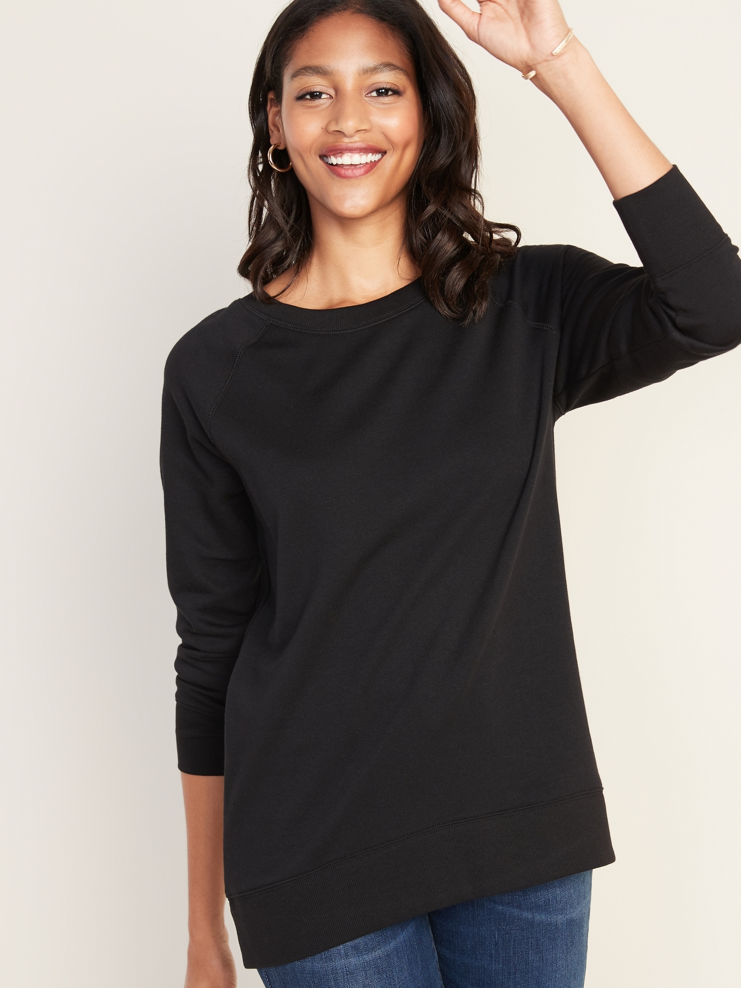 french terry tunic sweatshirt