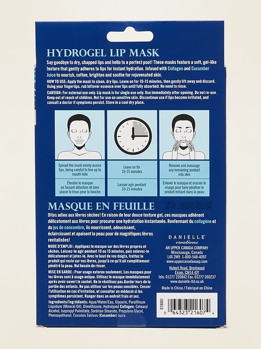 Voir une image plus grande du produit 2 de 2. Masque hydrogel au collagène pour les lèvres Danielle Creations®