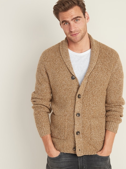 Thick Textured Shawl Collar Cardigan