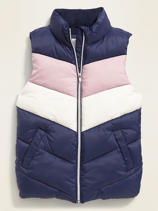View large product image 1 of 1. Frost-Free Color-Blocked Quilted Puffer Vest for Girls
