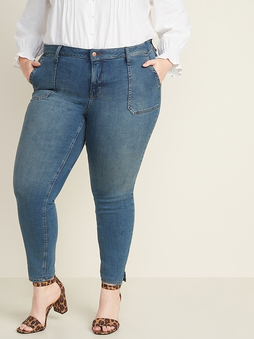Image number 1 showing, High-Waisted Secret-Slim Pockets Plus-Size Rockstar Super Skinny Ankle Jeans