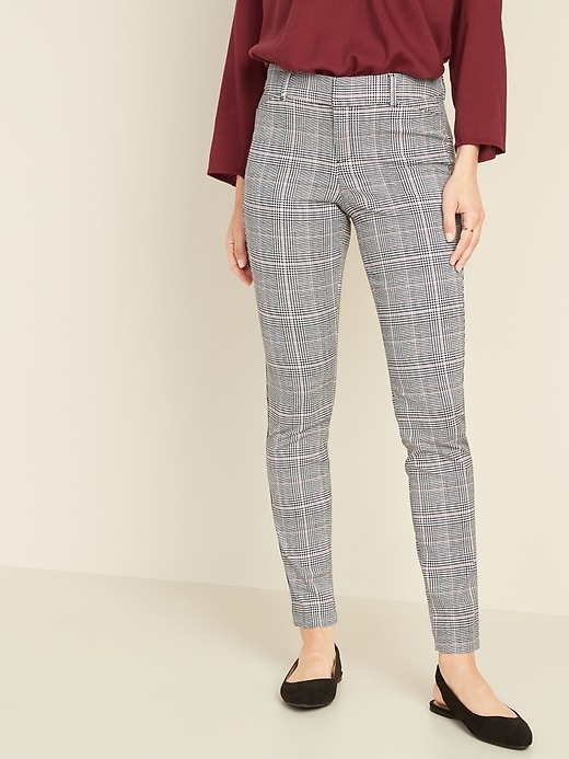 NEW WOMEN'S OLD NAVY MID-RISE PIXIE FULL LENGTH RED PLAID PANTS