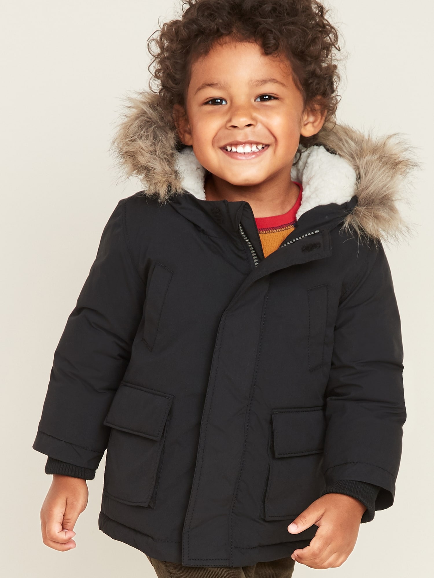 toddler boy coat with fur hood