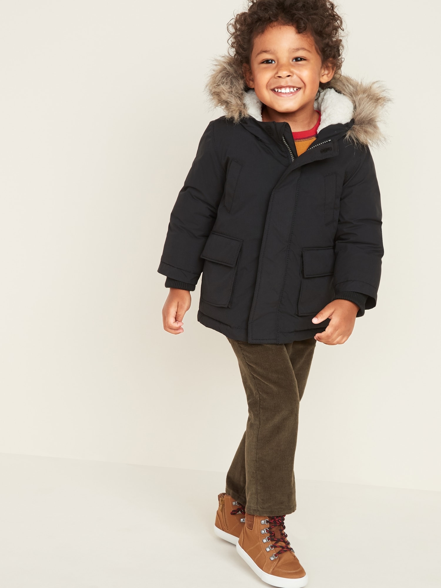 toddler boy coat with fur hood