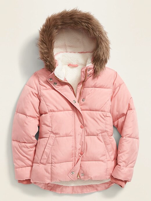 Frost Free Water Resistant Sherpa Lined Puffer Jacket for Girls Old Navy