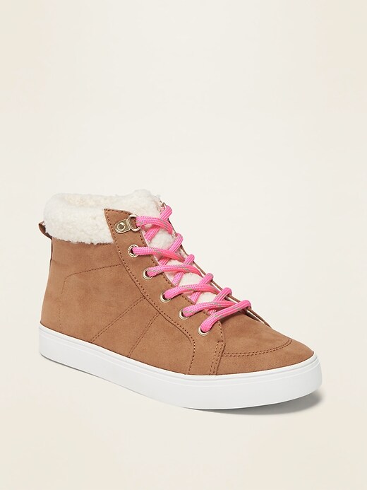 View large product image 1 of 1. Sueded Sherpa-Lined High-Tops for Girls