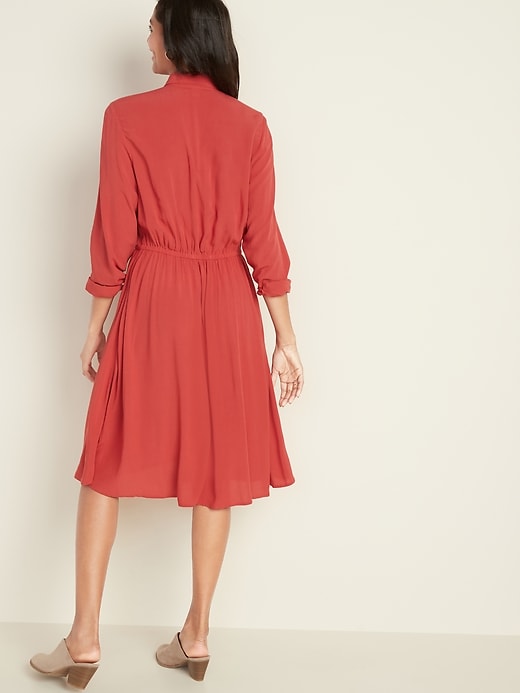 Image number 2 showing, Waist-Defined Crepe Shirt Dress for Women