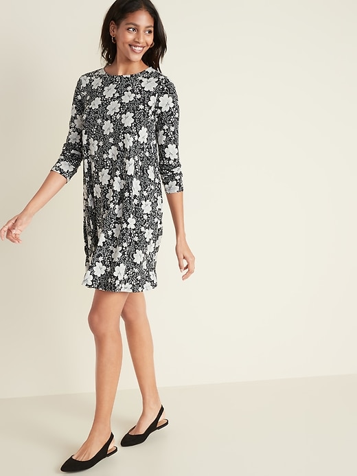 Long Sleeve Jersey Knit Swing Dress for Women Old Navy