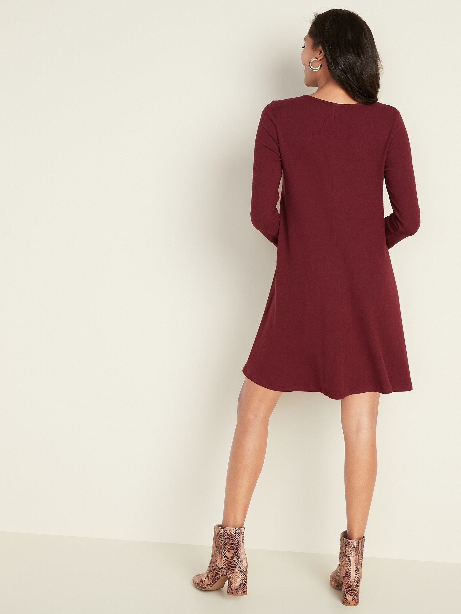 Plush knit 2025 swing dress