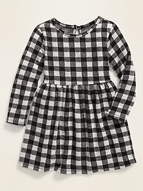 View large product image 3 of 3. Soft-Brushed Plaid Drop-Waist Dress for Toddler Girls