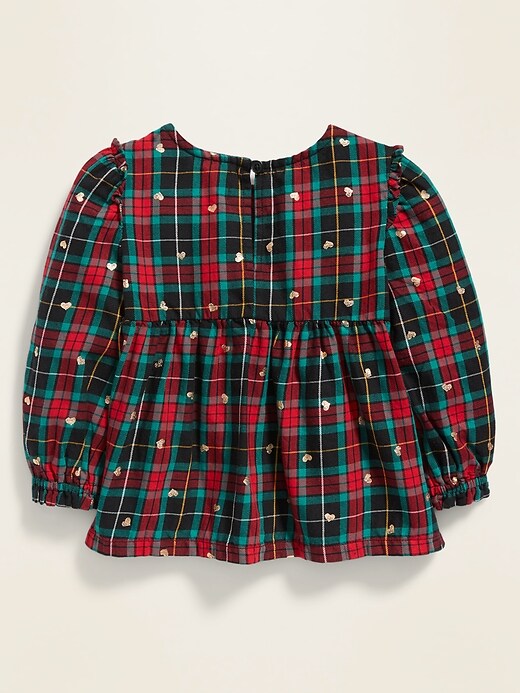 View large product image 2 of 4. Ruffle-Trim Plaid Swing Top for Toddler Girls
