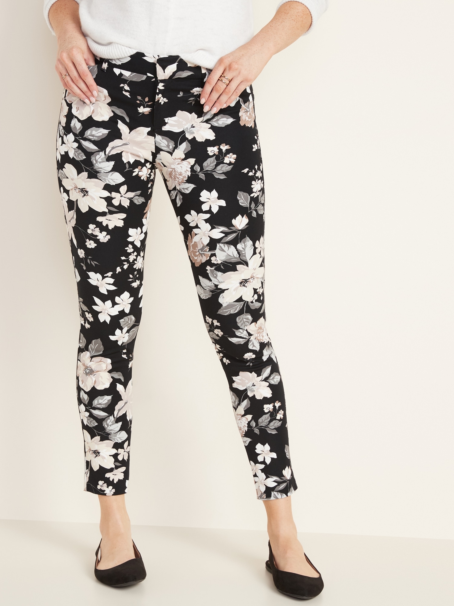 Mid-Rise Printed Pixie Ankle Pants for Women