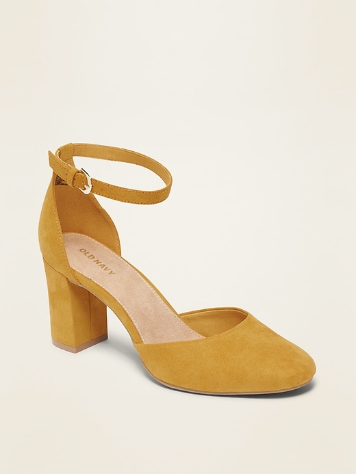 Faux Suede D Orsay Block Heel Pumps for Women