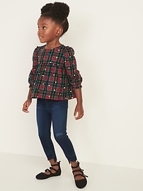 View large product image 3 of 4. Ruffle-Trim Plaid Swing Top for Toddler Girls