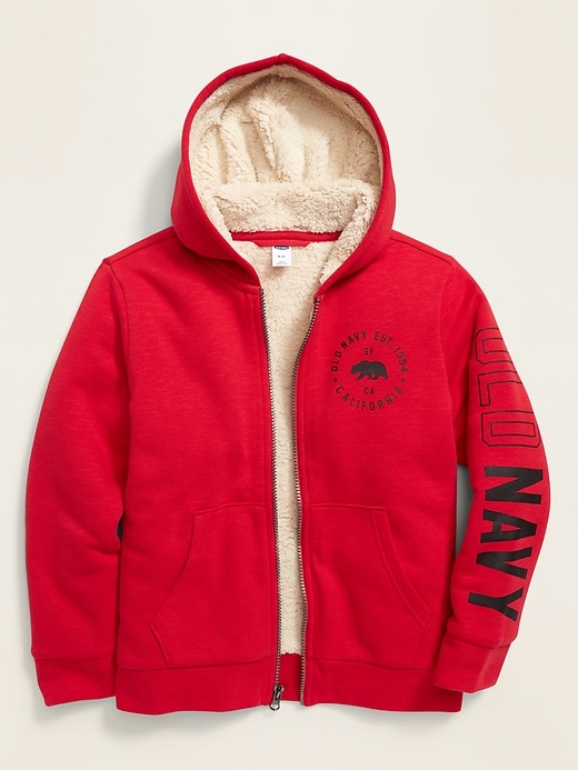 View large product image 1 of 2. Sherpa-Lined Zip Hoodie For Boys